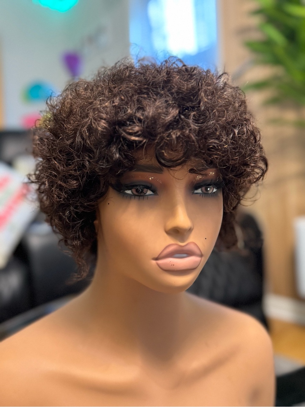 Short Curly Wig in Dark Brown — Lightweight Everyday Style
